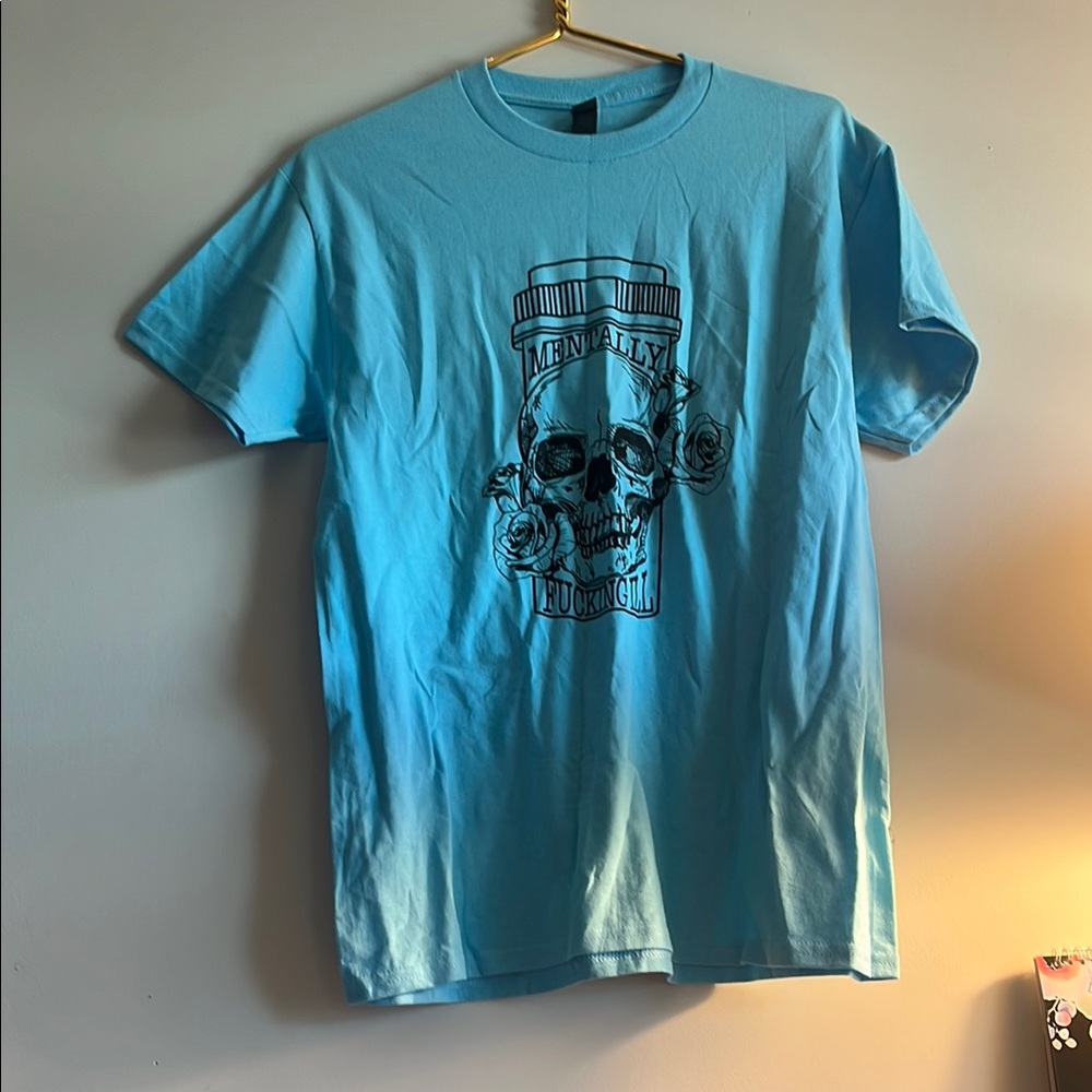 Skull Graphic Light Blue Men's T-Shirt